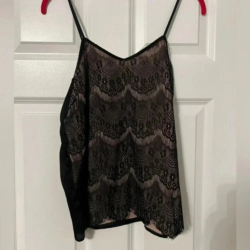 The Limited | Beige and Black Lace Adjustable Strap Camisole Top | Size XS